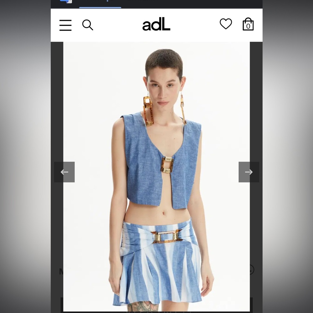 Blue Amber Buckled Crop Blouse